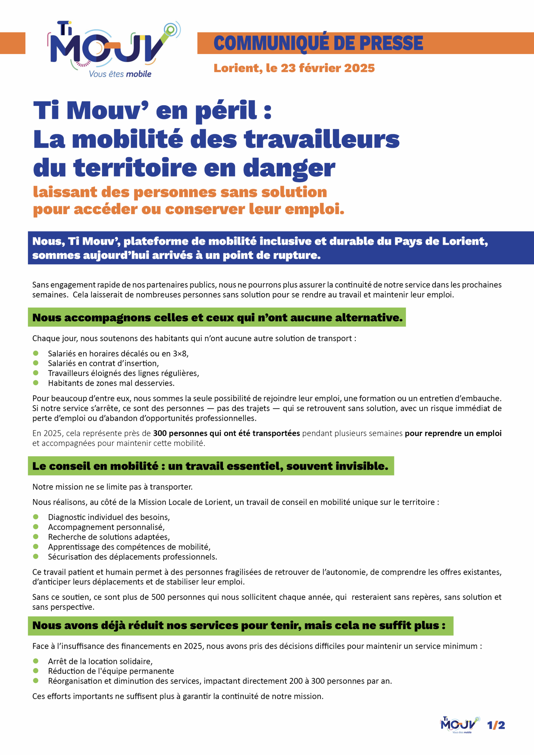 Communiqué de presse Ti Mouv'